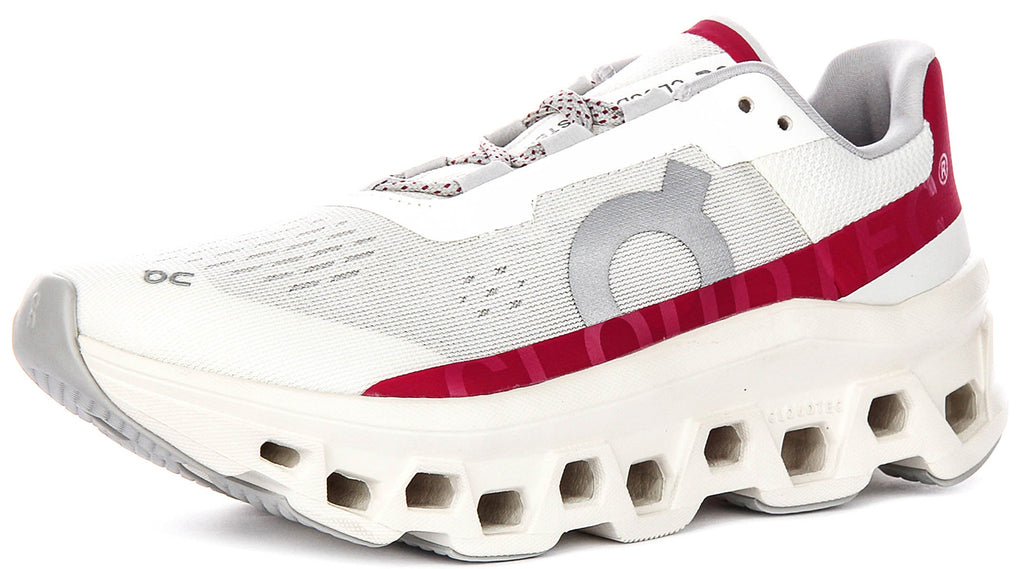 On Running Cloudmonster In White Pink For Women